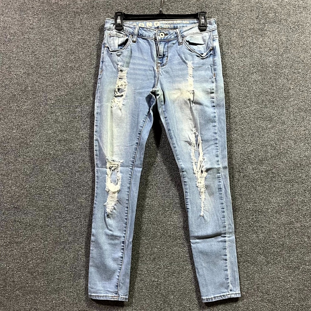 S.O.N.G. Rocker Skinny Ankle Jeans Womens 7/28 Blue Denim Distressed‎ Mid Rise